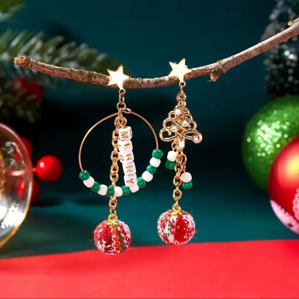 Festive Gold and Red Earrings